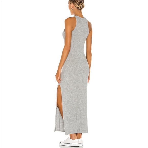 LNA Candi Maxi Ribbed Tank Dress Heather Gray Revolve Small Medium Slit Leg - Picture 4 of 5